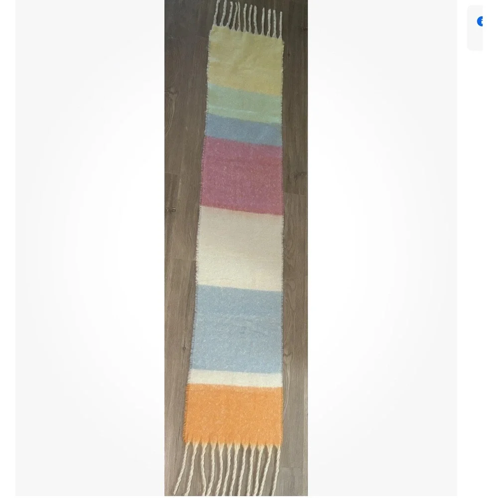 Free‎ People Dream Maker Fringe Scarf Extra Long Striped Rainbow Colorful Fun